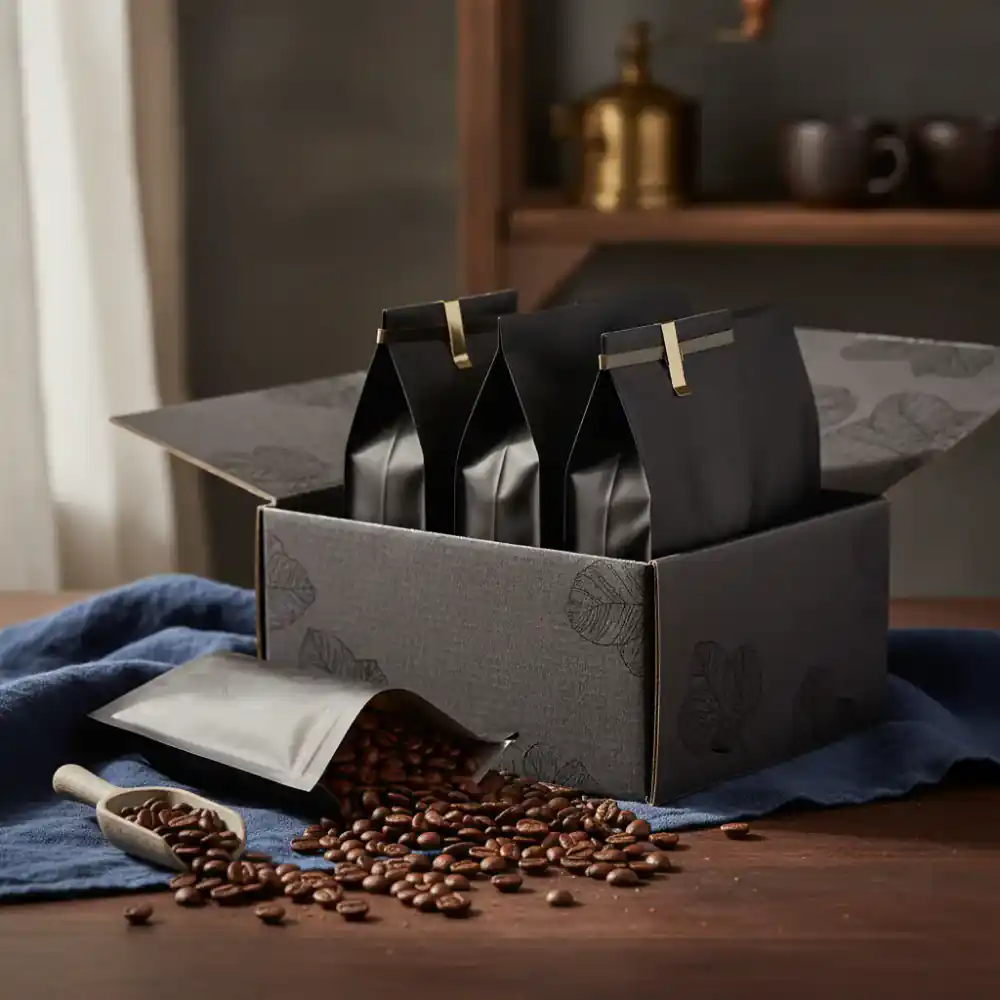 Premium coffee subscription box with roasted beans